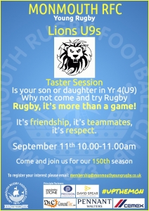 Monmouth Young Rugby U9 Recruitment Poster